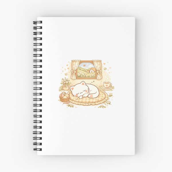 Item preview, Minimal Kawaii Cottagecore Sleeping Cat – Cozy Soft Aesthetic Pastel Illustration designed and sold by .onemoredesign..