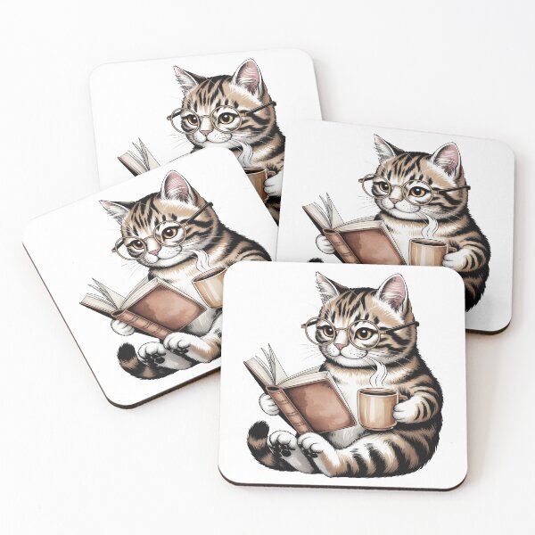 Item preview, funny Reading Cat Coffee designed and sold by QuiteOrbit.