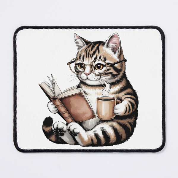 Item preview, funny Reading Cat Coffee designed and sold by QuiteOrbit.