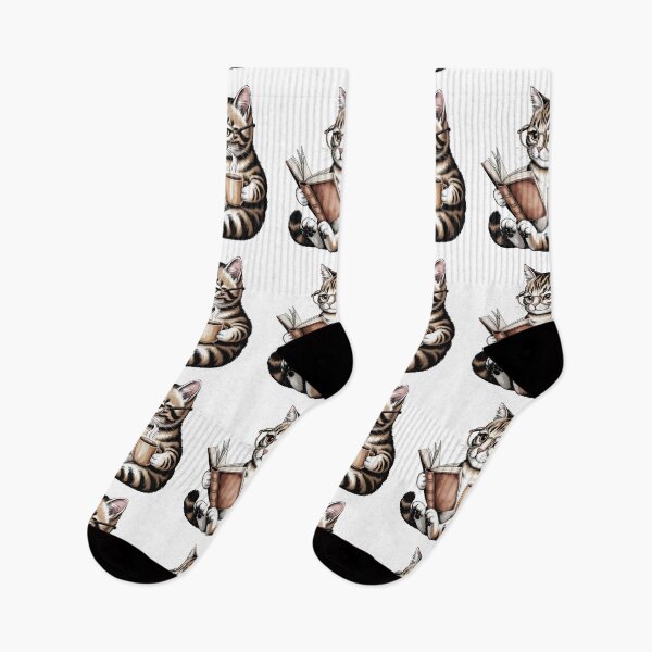 Item preview, funny Reading Cat Coffee designed and sold by QuiteOrbit.