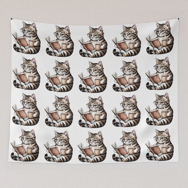 Item preview, funny Reading Cat Coffee designed and sold by QuiteOrbit.