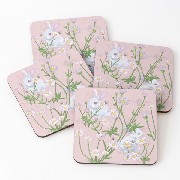 Item preview, Bunnies and Daisies Coral designed and sold by splungecoyote.