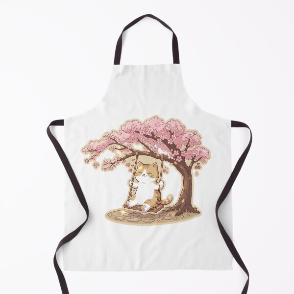 Item preview, Cute Ginger Cat Swinging on Cherry Blossom Tree Kawaii Art designed and sold by NoopnyangStudio.