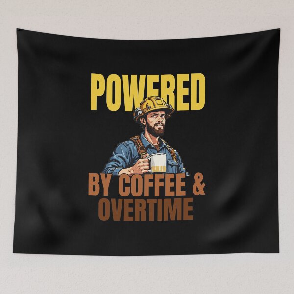 Item preview, Powered By Coffee And Overtime Lineman Funny Work Humor designed and sold by socozora.