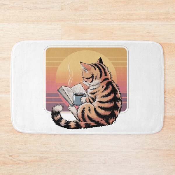 Item preview, Retro Cat Reading Funny Book Lover Coffee  designed and sold by QuiteOrbit.