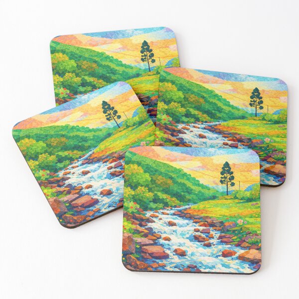 Artikelvorschau, Flussansicht, Aquarell-Scherenschnitt, Kinderbuchillustration entworfen und verkauft von SWSandraWechner.