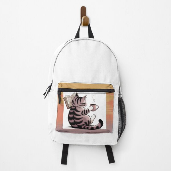 Item preview, Cute Cat Reading Vintage Sunset Coffee Lover designed and sold by QuiteOrbit.