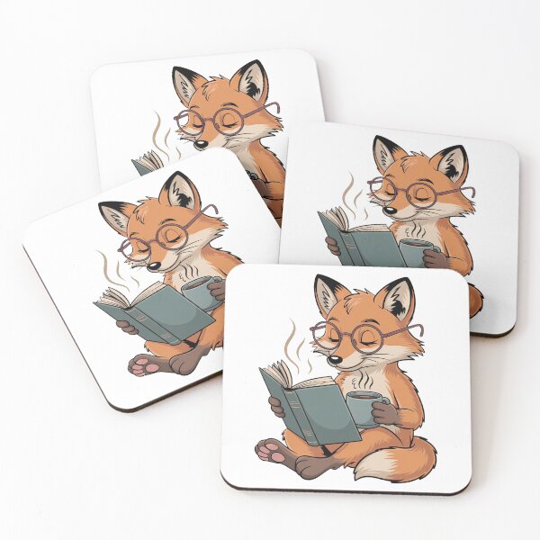 Item preview, Fox With Glasses Reading Book Coffee designed and sold by QuiteOrbit.