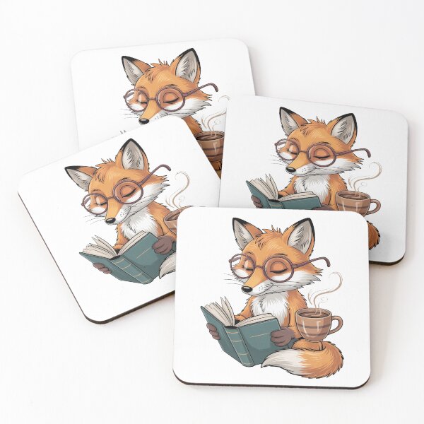 Item preview, fox reading book designed and sold by QuiteOrbit.