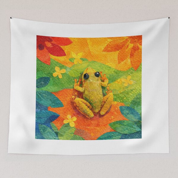 Item preview, Cute Frog, Papercut Collage Childrens Book Illustration, designed and sold by SWSandraWechner.