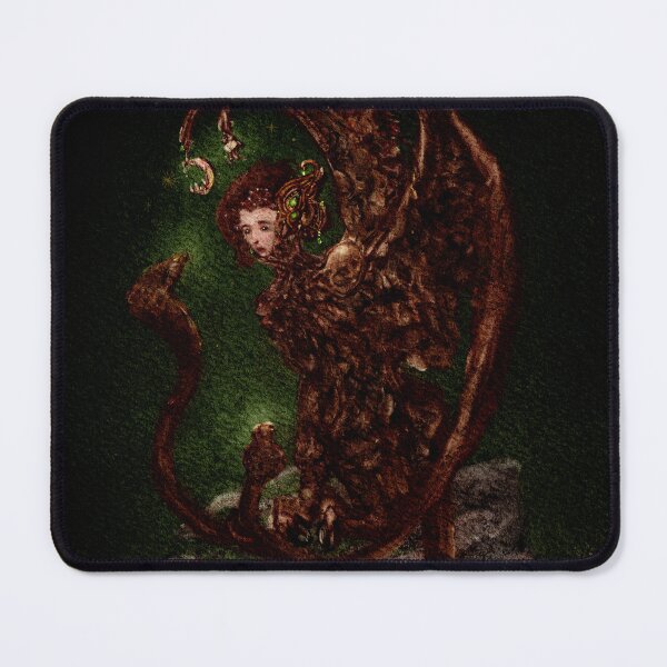 Item preview, Gothic Watercolor Sphynx and Cobra Dark Green Midnight Meadow designed and sold by Monica Laipple.