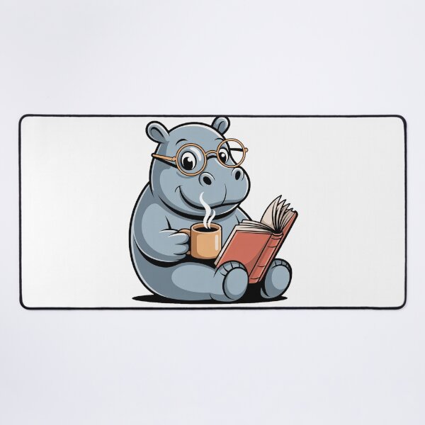 Item preview, Cute Hippo Reading Book Coffee Lover Nerdy Hippo designed and sold by QuiteOrbit.