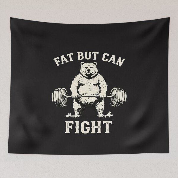 Item preview, Fat But Can Fight Funny Gym Workout Bear Bodybuilding Fitness Humor Design designed and sold by kiralynstration.