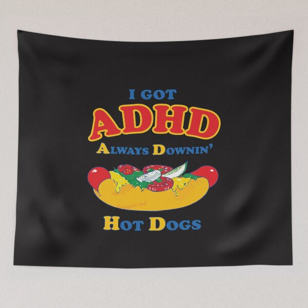 Item preview, Funny Hot Dog Lover Always Downin Hot Dogs Food Humor Cartoon Design designed and sold by kiralynstration.