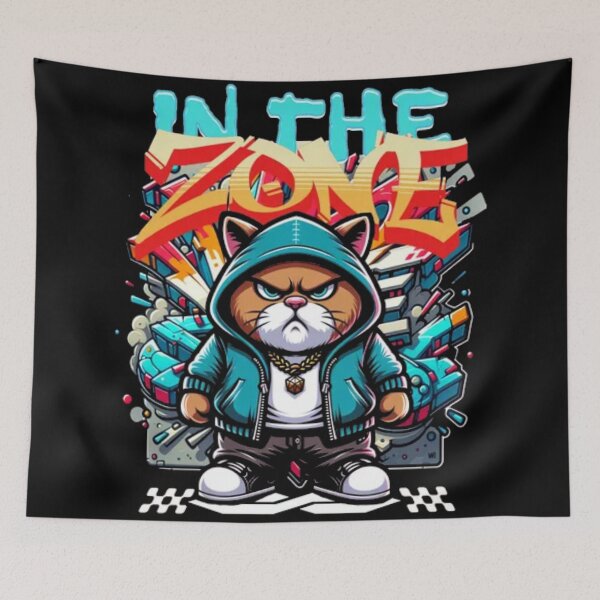 Item preview, In The Zone Angry Cat - Intense Edgy Streetwear designed and sold by GenZFashion000.