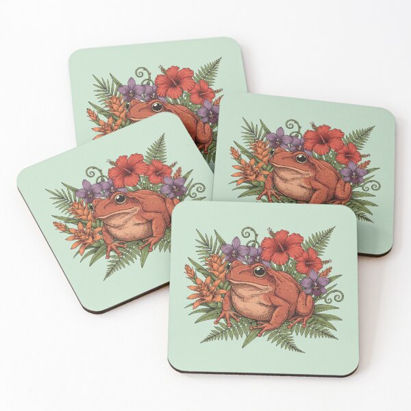 Item preview, Tomato Frog with Tropical Flowers and Ferns designed and sold by BirdsnStuff.