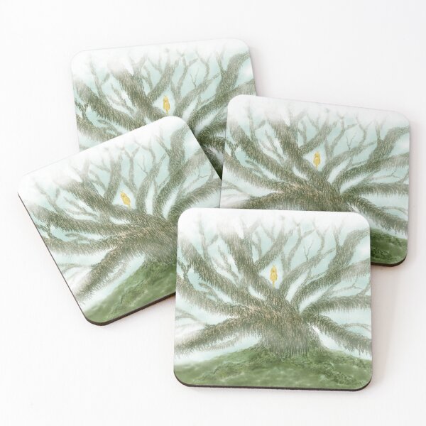 Item preview, A mystical green tree and a cute yellow bird designed and sold by greenPQBstudio.