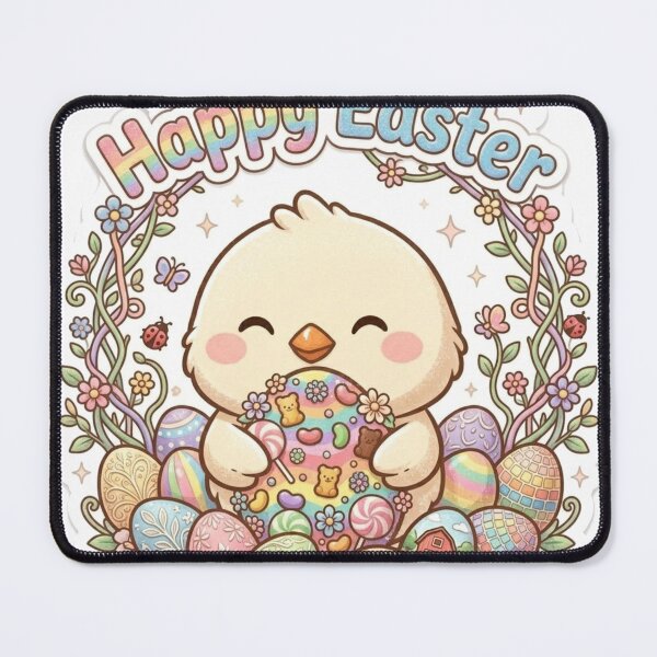 Item preview, Kawaii Easter Chick Sticker - Pastel Rainbow Eggs and Floral Vine Frame designed and sold by harmonybaby0106.