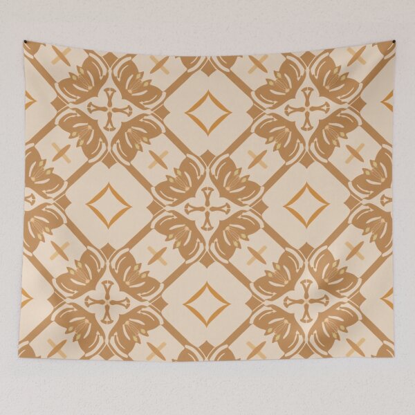 Item preview, Caramel Bisque Brown Ivory Abstract Geometric Design designed and sold by burbankdesigns.