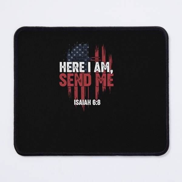 Item preview, Here I Am Send Me American Flag Cross Isaiah 6:8 Bible Verse designed and sold by Dressed For Duty.