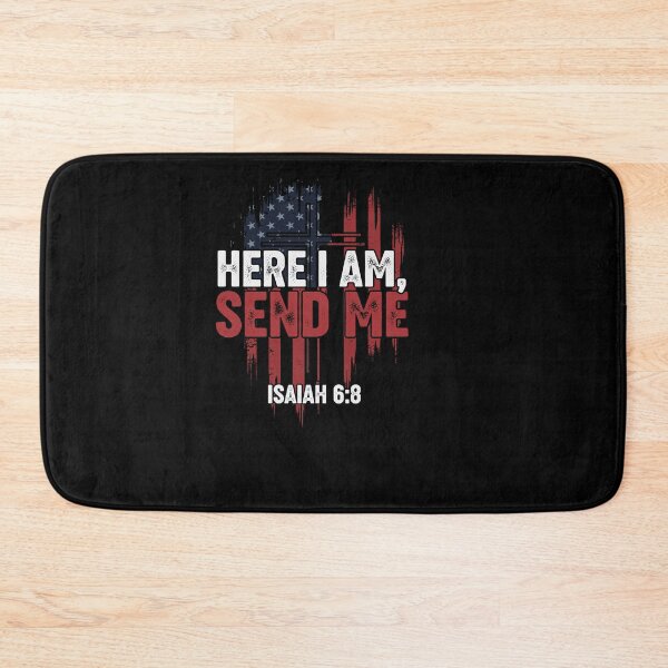 Item preview, Here I Am Send Me American Flag Cross Isaiah 6:8 Bible Verse designed and sold by Dressed For  Duty.