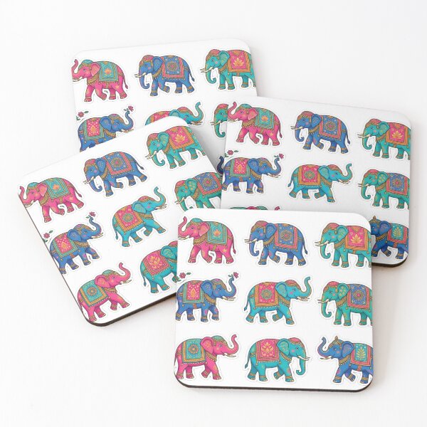 Item preview, ​Royal Rajasthani Elephant Sticker Pack - Colorful Mughal Art Sheet designed and sold by DesertFlowArt.