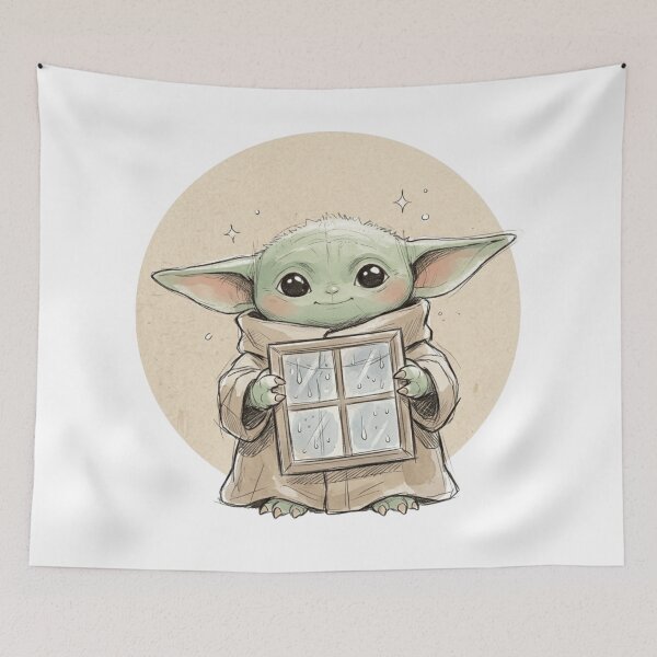 Item preview, BABY YODA RAINY WINDOW designed and sold by LIS AND MELIVERSO.