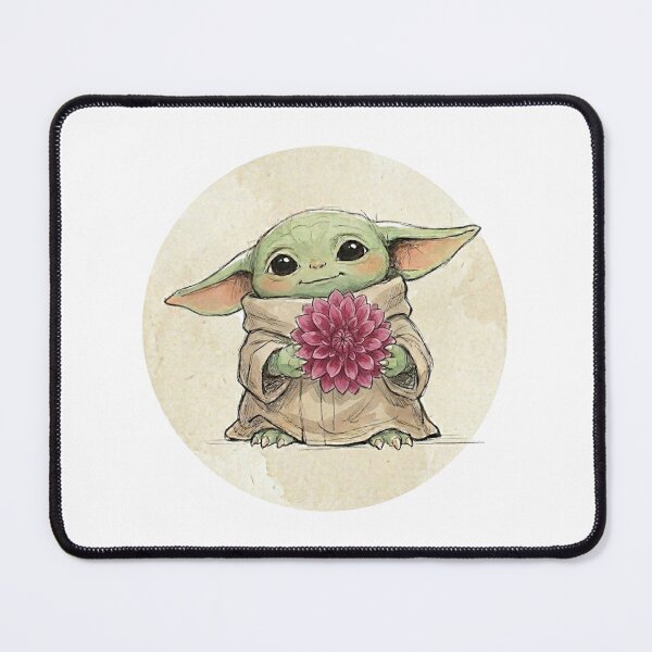 Item preview, BABY YODA WITH DAHLIA VINTAGE BOTANICAL AESTHETIC designed and sold by LIS AND MELIVERSO.
