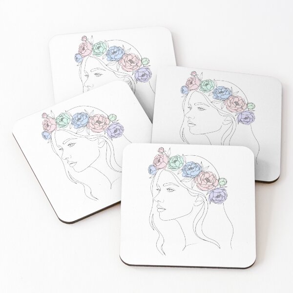 Artikelvorschau, Blumenkranz Nr. 1: Elegante Boho-Frauen-Linienzeichnung entworfen und verkauft von NoraStudioArt.