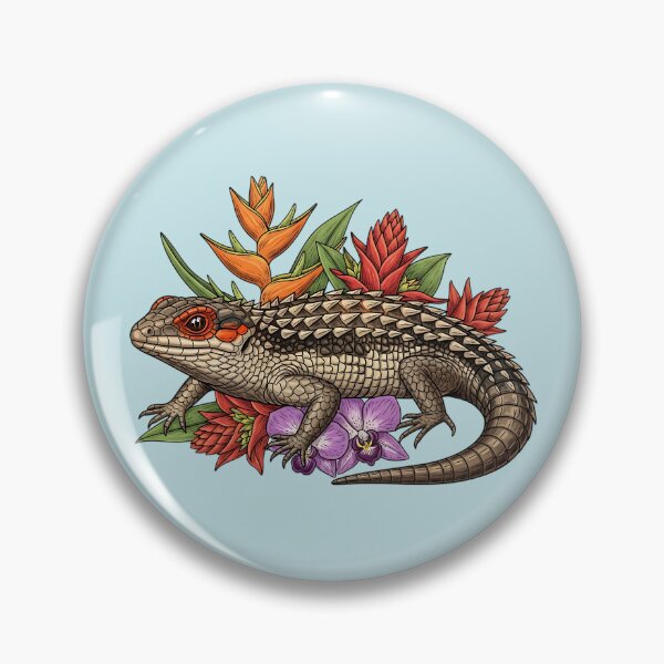 Item preview,  Red Eyed Crocodile Skink with Tropical Flowers designed and sold by BirdsnStuff.