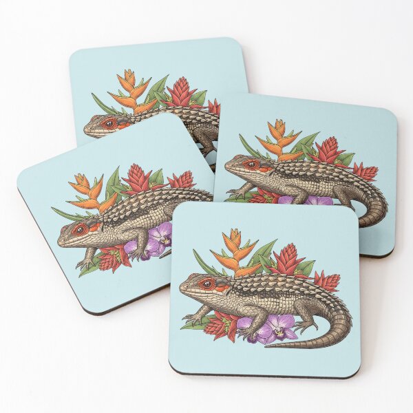Item preview,  Red Eyed Crocodile Skink with Tropical Flowers designed and sold by BirdsnStuff.