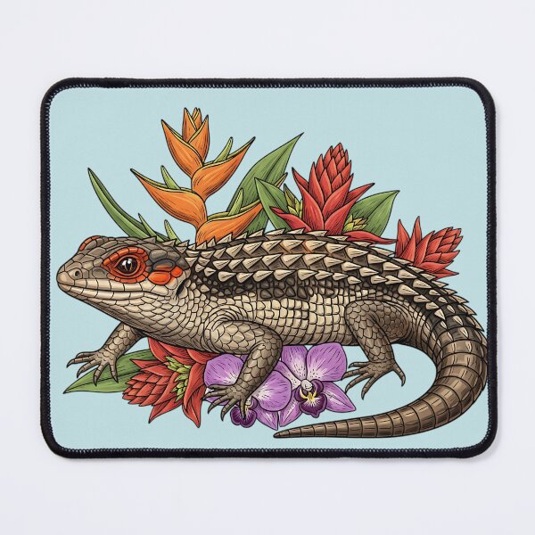 Item preview, Red Eyed Crocodile Skink with Tropical Flowers designed and sold by BirdsnStuff.