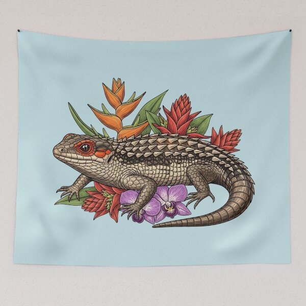 Item preview,  Red Eyed Crocodile Skink with Tropical Flowers designed and sold by BirdsnStuff.