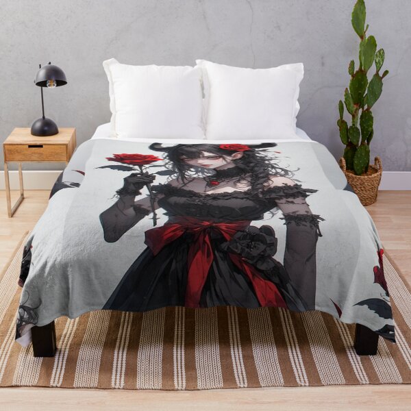 Item preview, Anime demon girl with a red flower designed and sold by ArtsJulian.