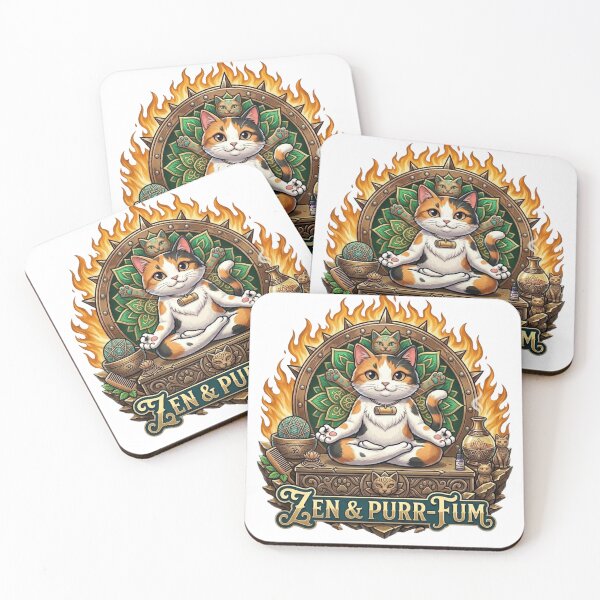Item preview, "Zen & Purr-fum: Meditation Yoga Cat with Incense" designed and sold by Verdezeus86 .