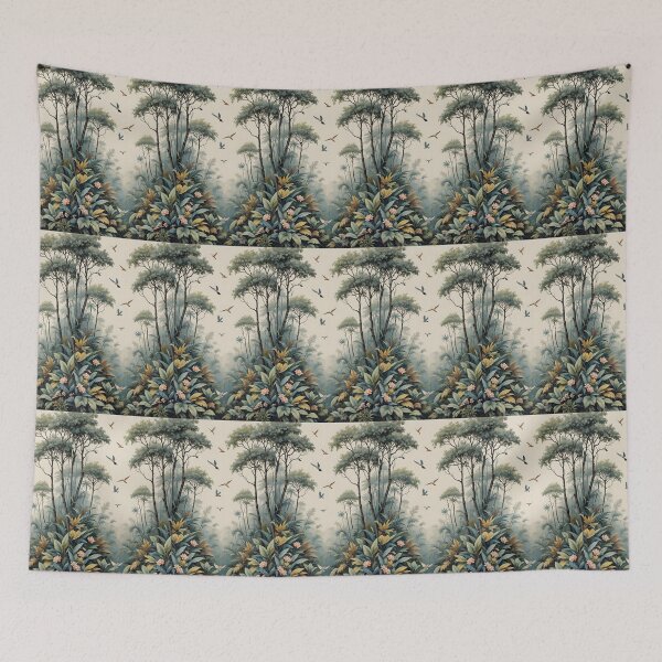 Item preview, Vintage Botanical Jungle Mural | Tropical Birds Wall Art designed and sold by LoriaTheFashion.