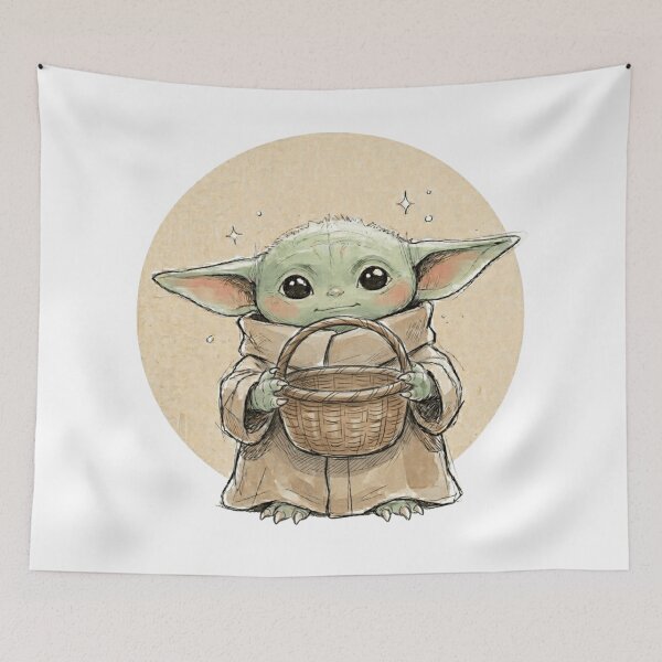 Item preview, BABY YODA WICKER BASKET designed and sold by LIS AND MELIVERSO.