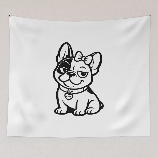 Item preview, Female French Bulldog With A Cute Love Heart Collar By Color Me Marley designed and sold by ColorMeMarley.