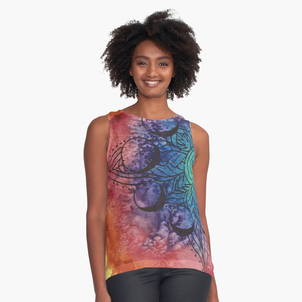 Mandala, vibrant watercolor Sleeveless Top