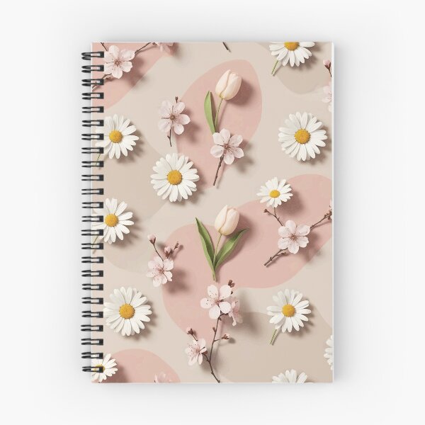 Artikelvorschau, Elegantes, nahtloses Frühlingsblumenmuster mit Gänseblümchen, Tulpen und Kirschblüten auf abstrakten Pastellformen entworfen und verkauft von TESHYS.