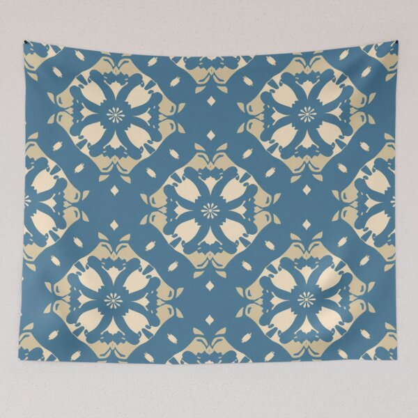 Item preview, Rotary Blue Bisque Cream Geometric Design Pattern designed and sold by burbankdesigns.