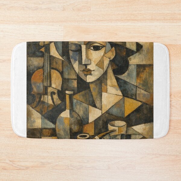 Item preview, Cubist figure with violin – Contemporary composition inspired by Cubism designed and sold by JcAbstractArt.