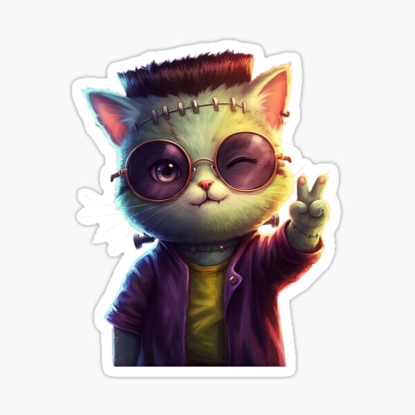 Frankenpetz Kitty - Jimmy the Neon Rebel (Unit #01) Sticker