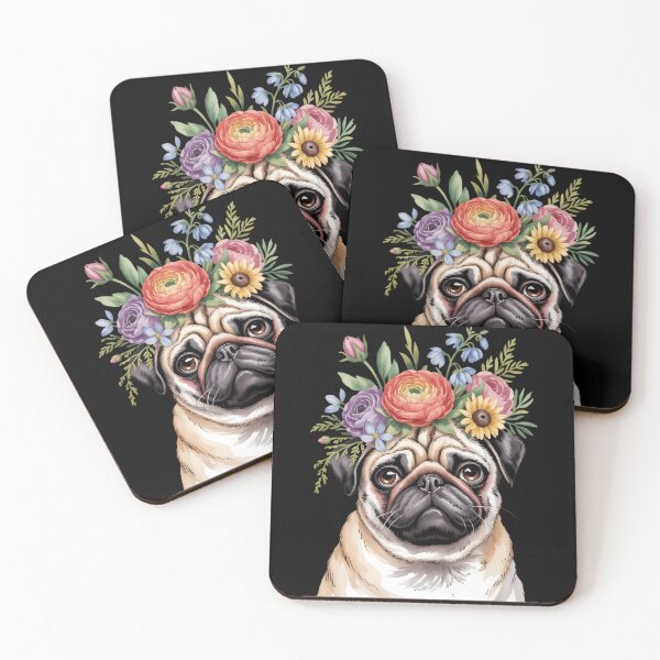 Item preview, Floral Pug Pastel Flower Dog Lover designed and sold by TyraYoung.