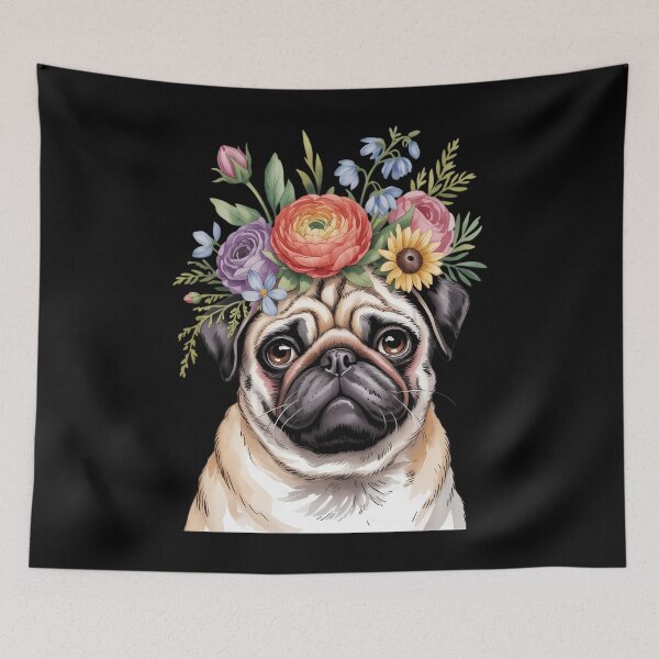 Item preview, Floral Pug Pastel Flower Dog Lover designed and sold by TyraYoung.