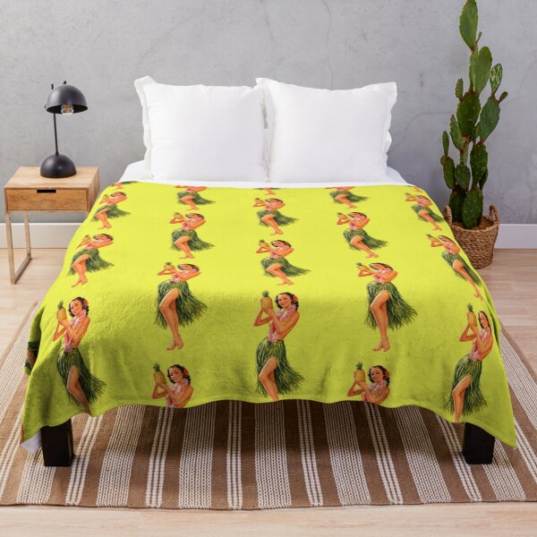Item preview, Vintage Hula Girl with Pineapple – Retro Tiki Pin-Up Illustration (Full Body) designed and sold by PIXEL POP DESIGNS - Beyond the Norm!.