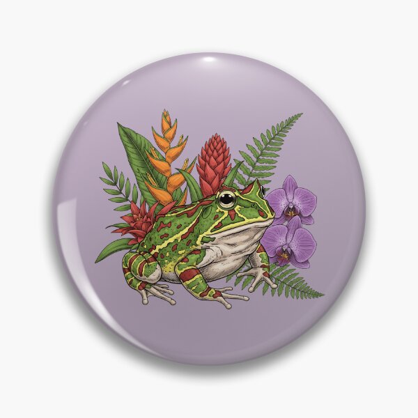 Item preview, Ornate Horned Pacman Frog with Tropical Flowers designed and sold by BirdsnStuff.