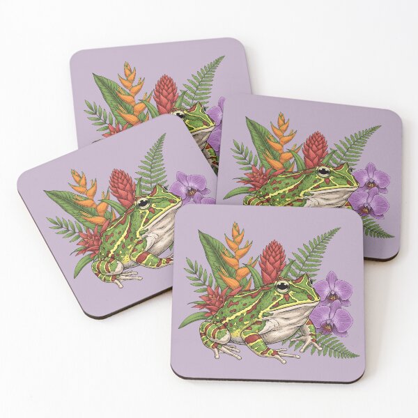 Item preview, Ornate Horned Pacman Frog with Tropical Flowers designed and sold by BirdsnStuff.