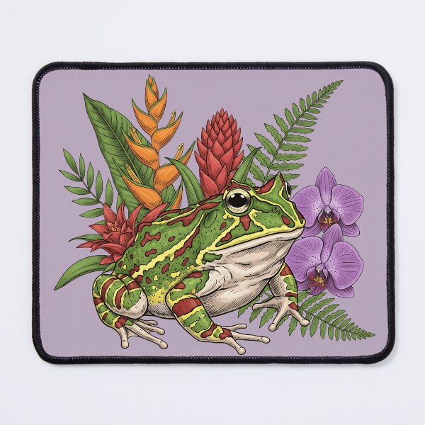 Item preview, Ornate Horned Pacman Frog with Tropical Flowers designed and sold by BirdsnStuff.