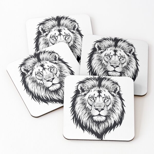 Item preview, Majestic Lion Head Illustration | Bold Black & White King of the Jungle Art designed and sold by Blizoura.